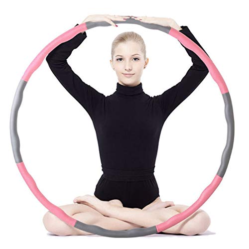 Lightweight Fitness Hula Hoop 95cm Massage Loops Detachable Ring Tube Circle for Waist Slimming Body Building Equipment - Pink & Gray