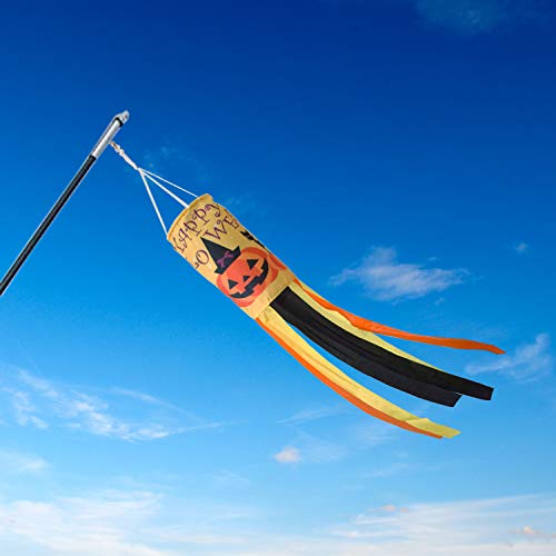 PINCHUANG 40 Inch Halloween Pumpkin Windsock Flag, Halloween Windsock Outdoor Hanging Decoration for Front Yard Patio Lawn Garden Party Decor (Halloween Cat Windsock) - Thumbnail 5