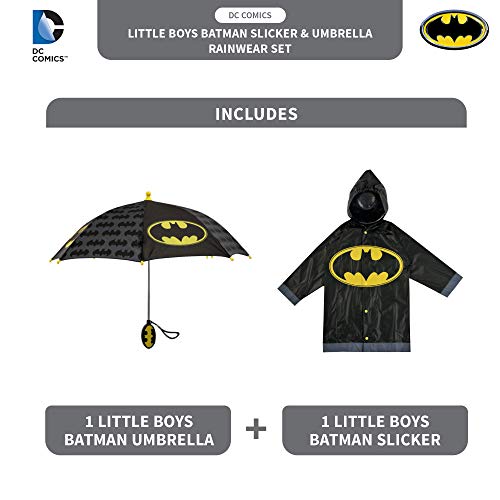 DC-Comics-Little-Boys-Batman-or-Superman-Slicker-and-Umbrella-Rainwear-Set