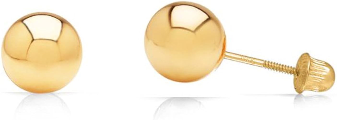 Amazon Com 14k Yellow Gold Ball Stud Earrings With Secure And