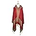 Paskmlna Border Pattern Double Layered Reversible Woven Pashmina Shawl Scarf Wrap Stole (#19red/gold)