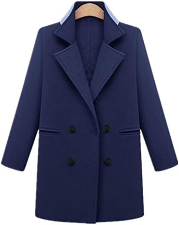 Season Show Women's Warm Classic Double Breast Wool-Blend Coat Jacket Navy US 22W