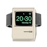 iClassic Apple Watch Charger Stand 1984 Mac Apple iWatch Charger Stand Charging Dock Charging Station with Nightstand Mode for Apple Watch Charger Series 4 (2018) / 3/2/ 1/ 44mm/ 42mm / 38mm - White