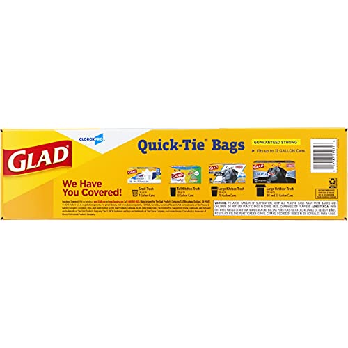 Glad QuickTie Tall Kitchen Trash Bags, 13 Gallon Trash Bags for Tall