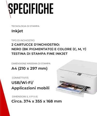 PIXMA TS6550I - Stampante Multifunzione con Connettività Wi-Fi e Display OLED da 1,42” | Wireless per Stampa Facile dal Tuo Smartphone PIXMA Print Plan