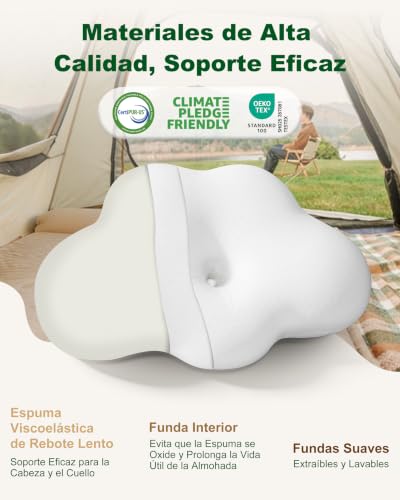 HOMCA Memory Foam Camping Pillow Travel Pillow | Ultralight and Compressible, Ergonomic Cushion for Backpacking with Breathable Cover, Hiking, Car and Office, 40 x 20 x 10 cm