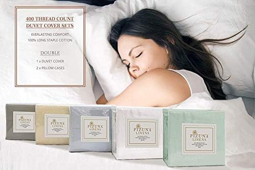 Pizuna 100% Cotton Double Duvet Cover Set Dark Blue, 400 Thread Count Long Staple Cotton Duvet Cover 200x200cm - Image 4
