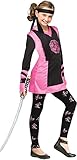Dragon Ninja Girl Kids Costume, Black / Pink, Medium