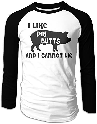 Men's I Like Pig Butts And I Cannot Lie Long Sleeve Raglan Shirt For Men Black-Size M