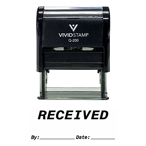 RECEIVED By Date Self Inking Rubber Stamp (Black Ink) Medium