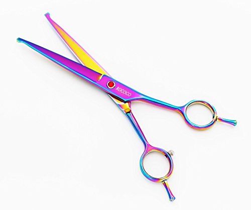 ROCOCO Professional Dog Grooming Scissors Set - Stainless Steel Rounded Tip Sharp Durable Shears Pet Grooming Comb in Kit - Best Tools Trimming Every Sensitive Dog Cat (Multicolour)