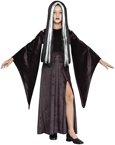 Girls Vampira Kids Child Fancy Dress Party Halloween Costume, L (10-12)