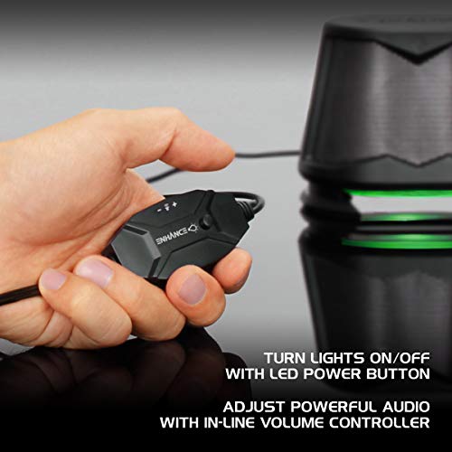 image for ENHANCE SB2 Computer Speakers with Green LED Glow Lights and 2.0 USB P