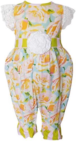 Baby Girls' Spring Shabby Chic Floral Romper One Piece Toddler Jumpsuit