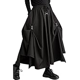 ellazhu Women's Oversized Irregular Drop Crotch Harem Hakama Pleated Drawstring Pants GZ116 A
