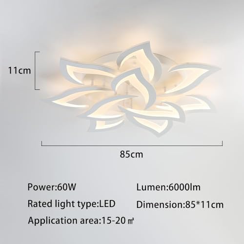 Moonm Dimmable Chandelier 3000K-6000K, LED Ceiling Light 10 Petals | living room chandelier 60W, led chandelier, ceiling light led ceiling dimmable for living room bedroom dining room