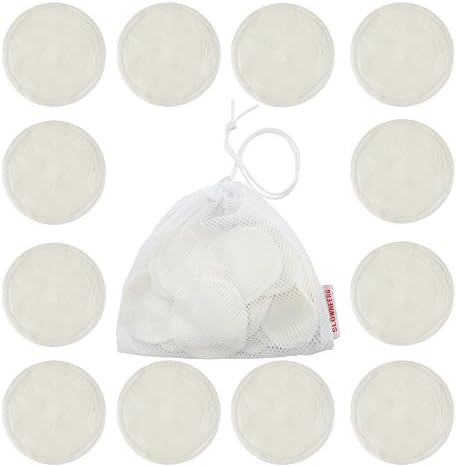 Slowneerg Eye Makeup Remover Wipe Pads 12 Pack with Laundry Bag - Extra SOFT Velour Bamboo Facial/Body Wipe Aways, Reusable/Washable (Cleanest Color).