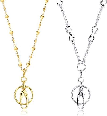 2-Pack ECOHIP Jewelry Cute Lanyard with ID Badge Holder, Necklace lanyards for Women