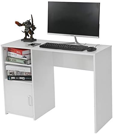 BLUE HORIZON Computer Laptop Desk With with Shelves and Cabinet White Study Table Workstation Office Desk for Home Office