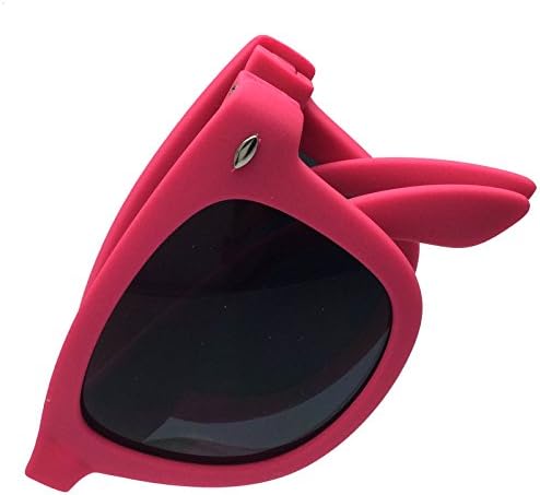 Pink Folding Sunglasses New Retro Vintage Wayfarer Style Men Women Compact Frame Lens