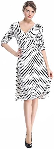 OWNMAGI Women Deep-V Neck Polka Dots Summer Ruched Evening Party Bodycon Dress(WL)