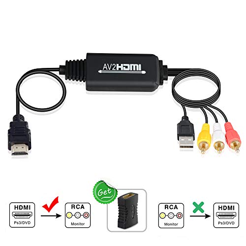 HDMI to RCA Cable Converter, ZAMO 1080P HDMI to 3RCA CVBS AV Composite Video Audio Converter Adapter Supports PAL/NTSC with USB Charge Cable for PC Laptop HDTV DVD - Thumbnail 6