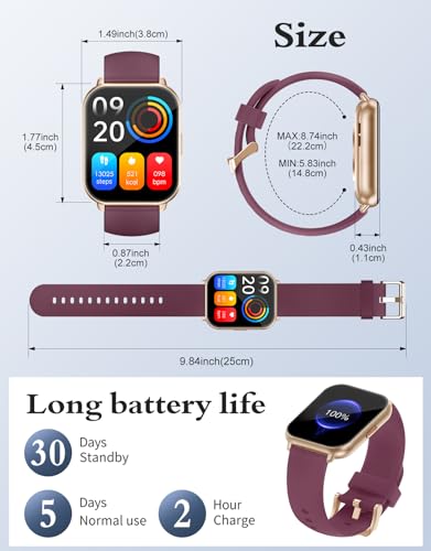 RUIMEN Smartwatch with Calls, Smart Watch Receive Call and Voice Assistant, Smartwatch Woman Man with Pedometer Blood Oxygen Waterproof IP68 100+ Sports Modes