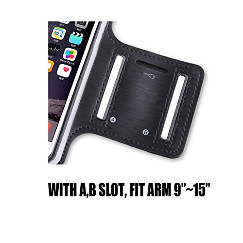 Armband For iPhone 8/8plus/7/6/6S Plus,samsung Galaxy s8 s7 s6 Edge s8+,Note 5.etc.CaseHQ Adjustable Reflective Velcro Exercise Running Pouch Key Holder,Screen Protector-Hiking,Biking (black+purple) - Thumbnail 3