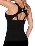 Yogareflex Women's Back Open Active Yoga Running Sports Bult-in Bra Tank Tops