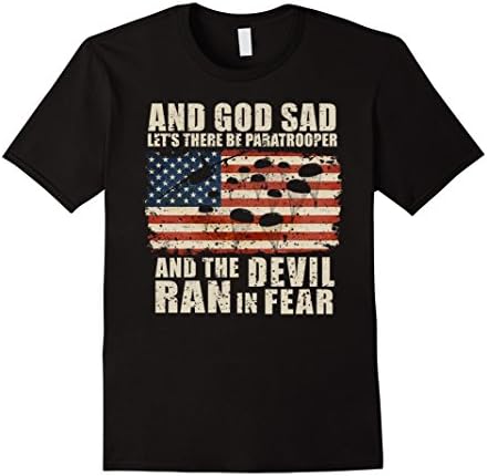 Mens Airborne - God Created Paratrooper - T Shirt 2XL Black