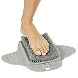 Vive Foot Scrubber Brush - Shower Skin Exfoliator Scrubber with Soft and Stiff Bristles for Men and Women, Dry Callus Sole Scrub - Exfoliating Soap Feet Cleaner with Floor Suction for Bathtub