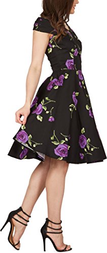 BlackButterfly Enya' Vintage Infinity Pin-up Dress (Large Purple Roses, US 4)