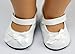 Doll Shoes White Leatheroid Mary Jane Fit 18 inch American Girl dolls by sweet dolly