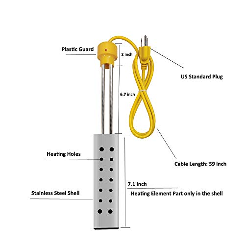 1500W Electric Immersion Heater Element, Bucket Water Heater