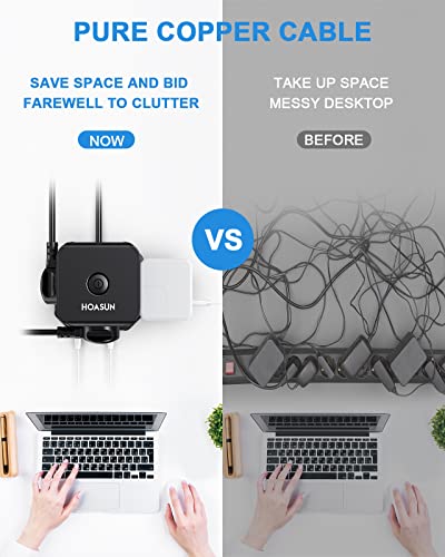 Tower Extension Lead with USB Slots, 10FT Extension Cords, Surge Protected Extension Lead with 8 AC Outlets & 4 USB Ports, USB Extension lead for Home, Office, Kitchen, Black, 3250W 13A