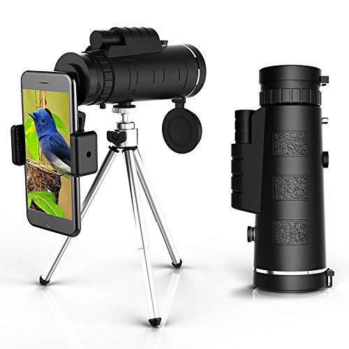Monocular Telescope, High Power Monocular Scope Waterproof Monoculars with Phone Clip and Tripod for Cell Phone for Bird Watching WYJ002