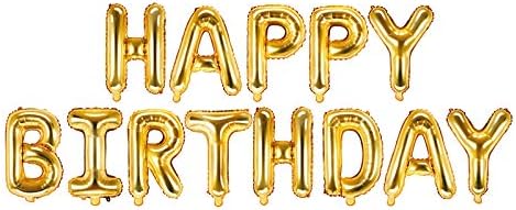 Balloon Garland Happy Birthday in Gold, Approx. 340 x 35 cm, Letter Garland Can Be Filled with Air