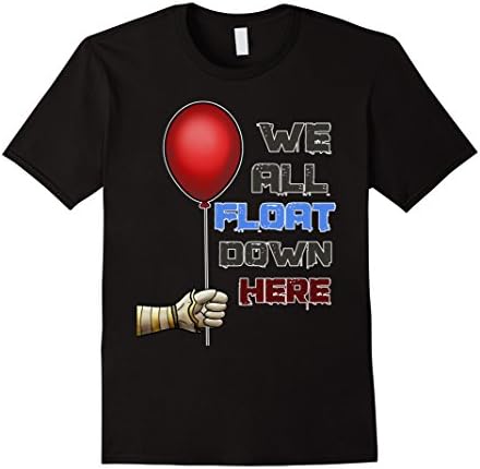 Mens We all float down here - Scary Clown Red balloon T Shirt 3XL Black