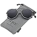 SOJOS Aviator Sunglasses Metal Frame Flat Mirrored Lens SJ1004 with Black Frame/Grey Lens