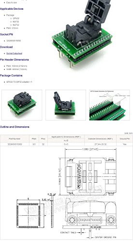 Waveshare QFN32 TO DIP32 QFN32 MLF32 MLP32 QFN Plastronics IC Test Burn-in Socket Programming Adapter 5x5 mm 0.5Pitch