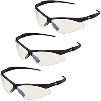 AmazonBasics Anti-Scratch Safety Glasses Eye Protection, UV-Resistant, Clear Mirror Lens, 3-Count