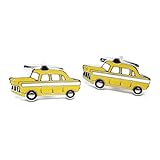 Yellow Taxi Cab Motor Car Cufflinks