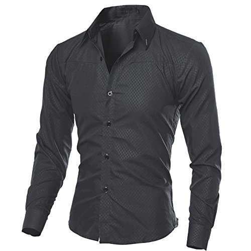 UJUNAOR-Camicia-a-Maniche-Lunghe-Scozzese-da-UomoSlim-FitStile-AziendaleSMLXL2XL3XL
