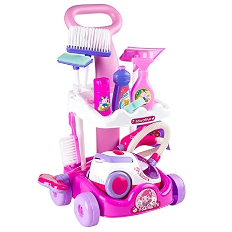 carrito de limpieza con aspirador de juguete
