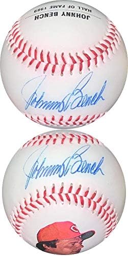 Johnny Bench Signed Mlb Fotoball Baseball Minor Bleed Cincinnati Reds Autographed Baseballs At Amazon S Sports Collectibles Store