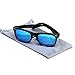 YAMAZI Kids Polarized Sunglasses Sports Fashion For Boys And Girls Mirrored Lens (Bright Black | Blue Mirrored Lens, Gray)