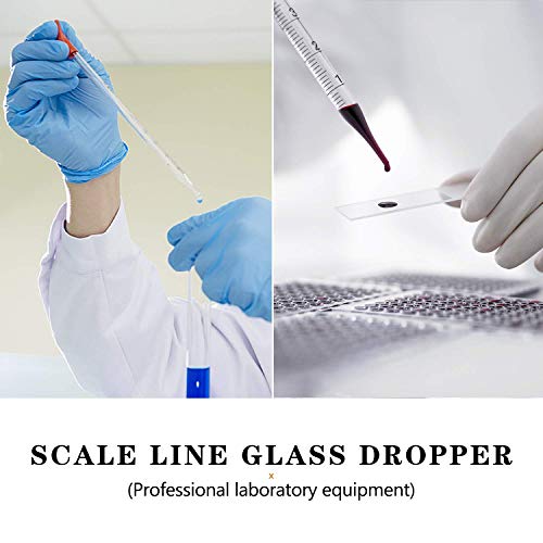 6 Pieces Glass Pipettes Graduated Dropper 0.5ml 1ml 2ml 3ml 5ml 10ml Glass Pipette Dropper with 6 Rubber Caps for Transfer Liquid Essential Oil