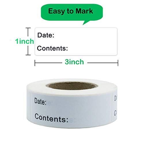 Removable Freezer Labels, 1 x 3\'\' Labels for Food Containers, Food Storage Stickers, Refrigerator Freezer Paper Label No Scrubbing, No Residue