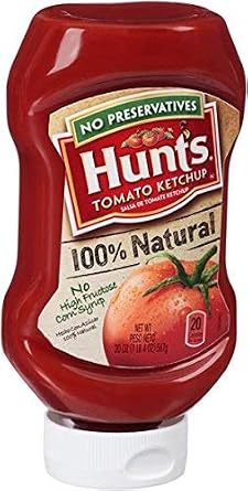 Hunt's all Natural ketchup, inverted clear bottle, 12/20oz (027000381847)
