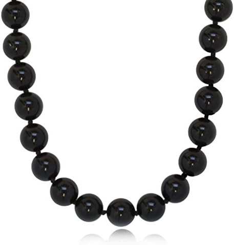 ISAAC WESTMAN 12mm Polished Black Onyx Bead Necklace | 20" | 925 Sterling Silver